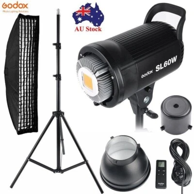Godox SL60W 60W LED Video Light Remote Control +35*160 Softbox +Grid +Stand Kit - Image 1 of 4