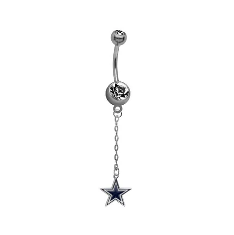 Football Chain Dangle Belly Button Navel Ring Piercing - PICK TEAM - NEW Cover