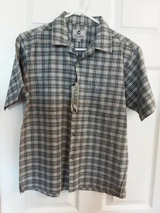 Plugg Jeans Wear Boys S/S Button Down Marine Plaid Shirt Size M BRAND NEW! - Picture 1 of 6