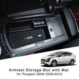 For Peugeot 3008 2009-2015 Armrest Storage Box Organizer Center Console Tray - Picture 1 of 12