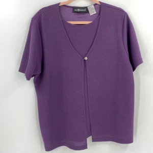 Sag Harbor Womens Twofer Sweater Purple Short Sleeve Tight Knit Stretch M - Picture 1 of 4