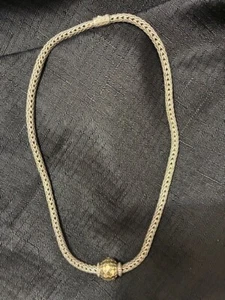 Collar tejido vintage John Hardy de ley 925 con colgante de puntos de oro de 18k 16" - Imagen 1 de 8