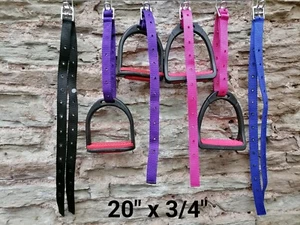 20" STIRRUP LEATHERS SYNTHETIC  pair webbing 3/4" WIDE (20mm) small children - Picture 1 of 61