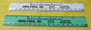 2 Vintage Advertising Ruler Plastic 6" JONES-O'NEAL,INC HUTCHINSON KANSAS shoes - Picture 1 of 3