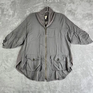 XCVI Jacket Small Olive Green Full Zip Pockets Mesh Back Lightweight Lagenlook - Imagen 1 de 12