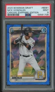 NICK GONZALES 2020 BOWMAN DRAFT CHROME SAPPHIRE PSA 9 MINT PIRATES BD81 - Foto 1 di 1