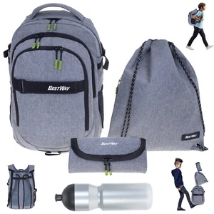 Schulrucksack 4T Set Jungen Bestway Rucksack Schulmappe 40177 Grey Black rsmf - Bild 1 von 12