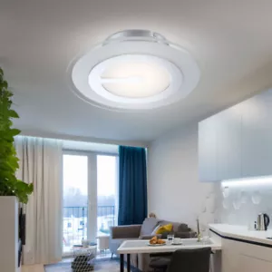 Plafoniera Luce Sala da Pranzo Vetro 1 Fiamma Argento LED D 23 CM - Foto 1 di 8