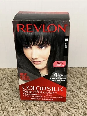 Hermoso color de cabello permanente Revlon Colorsilk #10 negro, NUEVO en caja, envío rápido Foto 1 de 4