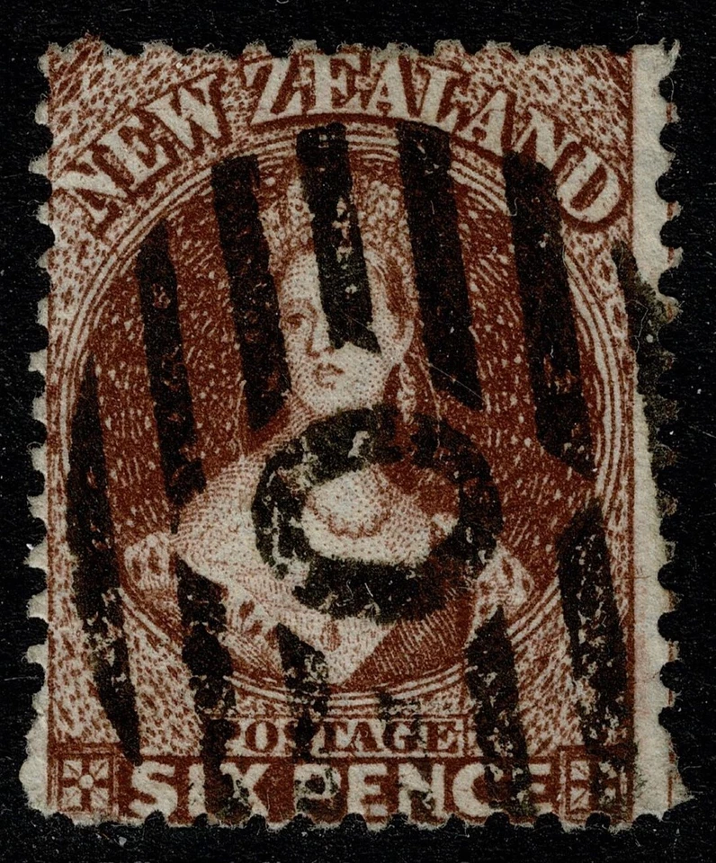 1864 New Zealand 6d Brown SG 122a Chalon Crisp 0 Numeral Very Fine Used Cat. £50 - image 1 of 1
