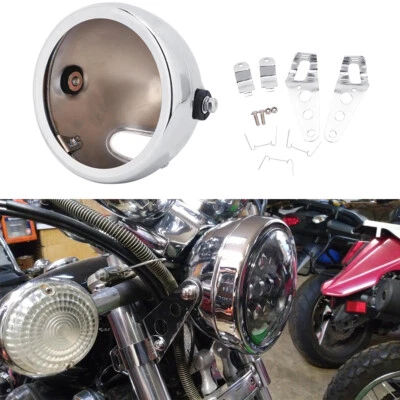 Cubo de carcasa de faros LED 5-3/4" 5,75 para Harley Sportster XL 883 1200 Dyna Foto 1 de 4