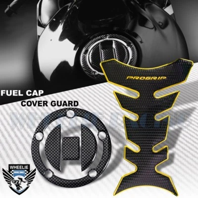 ALMOHADILLA DE TANQUE DE AGARRE PROFESIONAL DORADO CROMADO + CUBIERTA DE TAPA DE GAS ASPECTO CARBONO 04-17 GSXR-600/750/1000 Foto 1 de 4