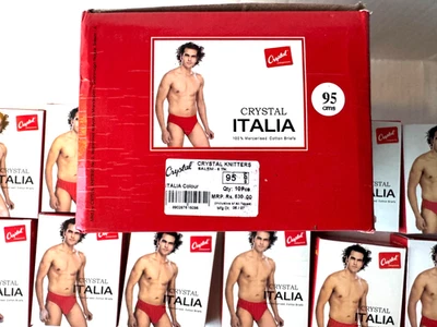 Men's Vtg Crystal Italia Bikini Brief's Size Large Box of 10 Mixed Colors Cotton - Image 1 of 4