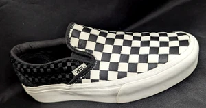 VANS Classic Slip-On Platform CHECKERBOARD Shoes Black White Leather M 9 W 10.5* - Picture 1 of 10