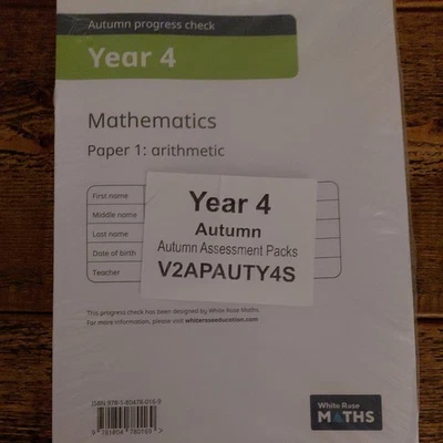 30 x White Rose Maths Year 4, Paper 1 & 2 Autumn Assessment Progress Check - Image 1 of 2