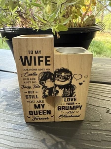 Wooden Votive Candle Holders Gift for Husband & Wife Anniversary. - Picture 1 of 10