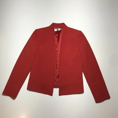 Куртка женская Tahari ASL Blazer 6 эластичная тканая с открытым передом красная костюм необходимая - Изображение 1 из 4