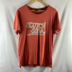 Camiseta Scotch & Soda Para Hombre Talla L Grande Naranja Cuello Redondo Manga Corta - Imagen 1 de 8