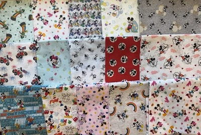 HOLIDAY 15 DISNEY FAT QUARTER FABRIC LOT  MICKEY & MINNIE MOUSE QUILT COTTON - Image 1 of 4