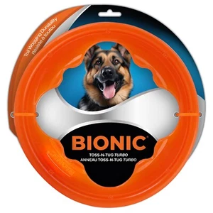 Bionic Dog Toys Toss N Tug TURBO Orange Toy Heavy Duty Fetch Frisbee Disc Ring - Picture 1 of 6