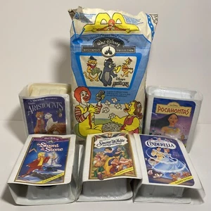VTG McDonalds Happy Meal Bag & Toys Lot Of 5 Disney Movie Masterpiece Collection - Picture 1 of 16