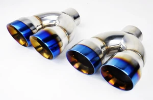 Dual 4.0" Quad Burn Stainless Steel Exhaust Tips for Dodge Challenger 2008-2023 - Picture 1 of 3