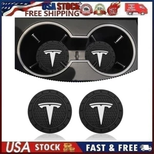 2 pk Cup Mat Car Drink Holder Insert Silicone Coaster Set for Tesla Style 1 - Picture 1 of 12