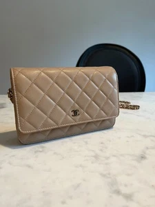 CHANEL Classic WOC Wallet On Chain in Beige Caviar Gold Hardware - Picture 1 of 8