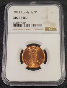 2011 Lundy 1/2 Half Puffin - NGC MS 68 RD - Picture 1 of 5