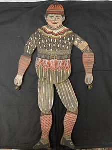 Antiguo Original Pintura Decorada Payaso/Plantilla Primitivo Arte Folclórico Americano Juguete - Imagen 1 de 12