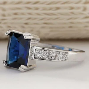 Anillo hecho a mano de plata esterlina 925 zafiro azul natural de 3,25 quilates certificado - Imagen 1 de 3