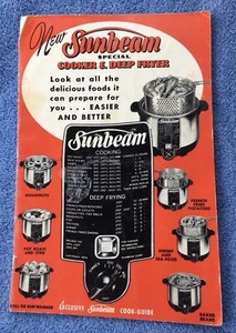 VTG 1952 Sunbeam Special Cooker & Deep Fryer Cook Guide Booklet 20+ Pages 6”x9” - Foto 1 di 8