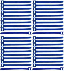 40 x Klett Kabelbinder 200 x 25 mm blau VT Kabelklettband Kabelklett Verschluss - Picture 1 of 7