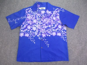 Vintage Hilo Hattie Herrenhemd extra groß blau lila hawaiianisch Blumenmuster 70er USA - Bild 1 von 18