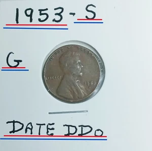 1953 S Wheat Penny Error DDO on Date & Mint Mark &Liberty  In Good Condition GEM - Picture 1 of 10