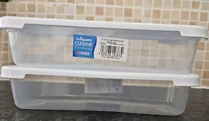 Wham 1.2L Bacon storage container slim food Tub clear white Lid 30cm (Pack of 2) - Picture 1 of 2