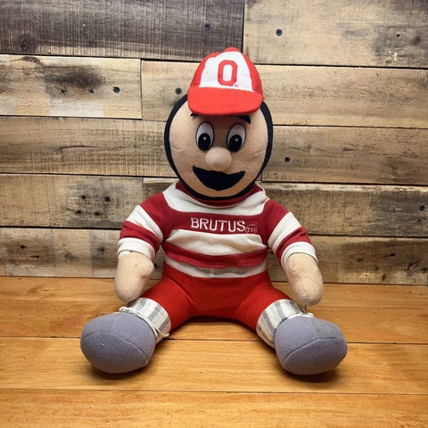 Vintage 80s Brutus Ohio State Mascot Plush Everglow Doll Ohio State Buckeyes Cover