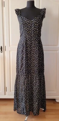 H&M DIVIDED Damen Sommer Maxi Kleid M schwarz geblümt Neu mit Etikett - Bild 1 von 4