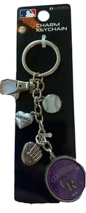 Colorado Rockies Baseball Charm Key Chain Baseball Glove Heart Stocking Stuffer - Picture 1 of 12