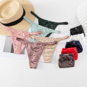 Sexy Damen-Slips Seide Satin Tanga Bikini Slip niedrige Taille Dessous Unterwäsche + - Bild 1 von 30