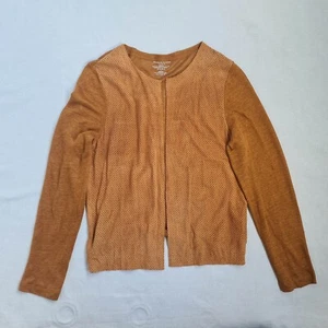 Majestic Filatures Damen 100% Leinen offene Strickjacke Größe 3 / M Leder Kontrast - Bild 1 von 21