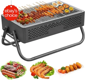 Portable Charcoal BBQ Grill Folding Tabletop Outdoor Cooking Camping Hiking - Picture 1 of 12