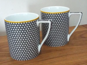 Set of 2 Ted Baker Portmeirion Langdon Black & White Pattern MUGS - Picture 1 of 5