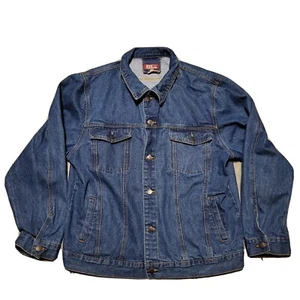 Vintage Red Ranch Western Jean Jacket Dark Wash Denim Chore Coat Mens Size XL - Picture 1 of 6