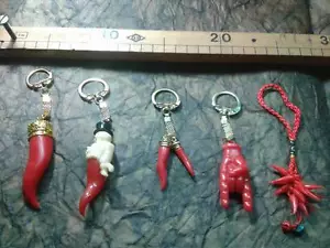 5 corni rosso portafortuna napoletani amuleti 5 horn charms red italy fortune - Picture 1 of 1
