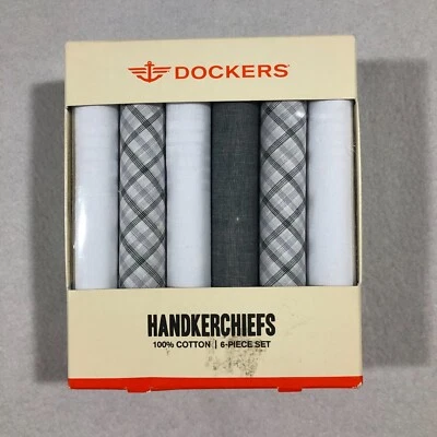 Dockers Handkerchiefs Mens Suit Accessories 6 Piece Set Black/White NEW $25 - Image 1 of 4
