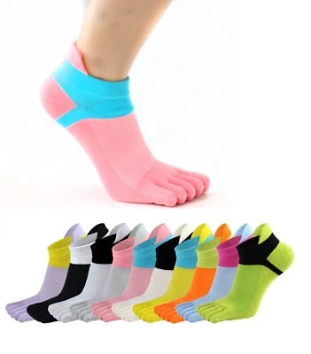 WOMENS GIRLS Cotton TOE SOCKS Running Sports  Ankle Five Finger AU - image 1 of 4