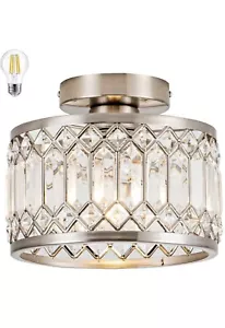 Crystal Ceiling Light Fixture Modern Semi Flush Mount Bedroom, Kitchen, Entryway - Picture 1 of 5
