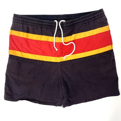 Pantalones Cortos De Colección Campus Años 80 Negro Rojo Rayas RETRO Bañador MoD Playa SURFER M Foto 1 de 3