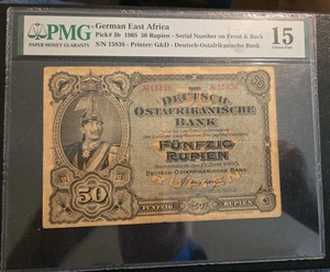 German East Africa PMG MS15 PK#3b 1905 50 Rupien Circulated Banknote - Picture 1 of 2